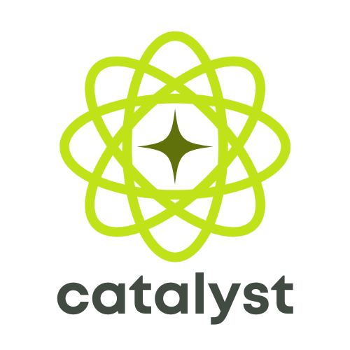 an icon of an atom trace with a star in it; catalyst