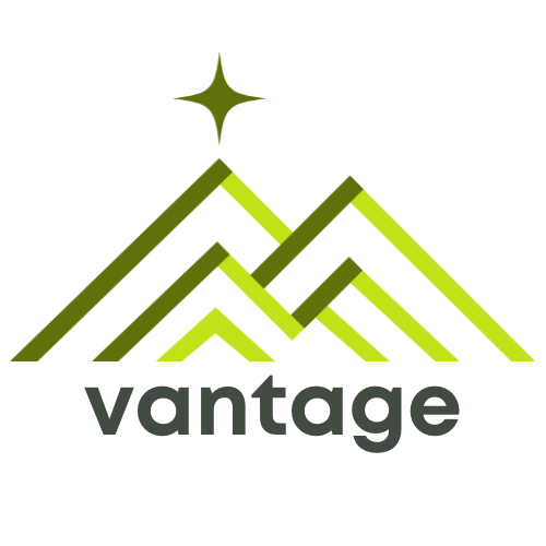an icon of a mountain with a star above it; vantage